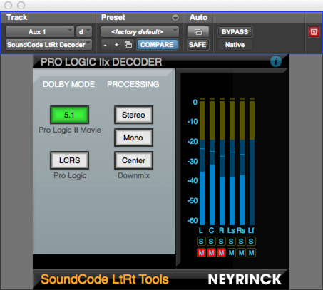 SoundCode LtRt Tools Pro Logic IIx decoder plug-in interface